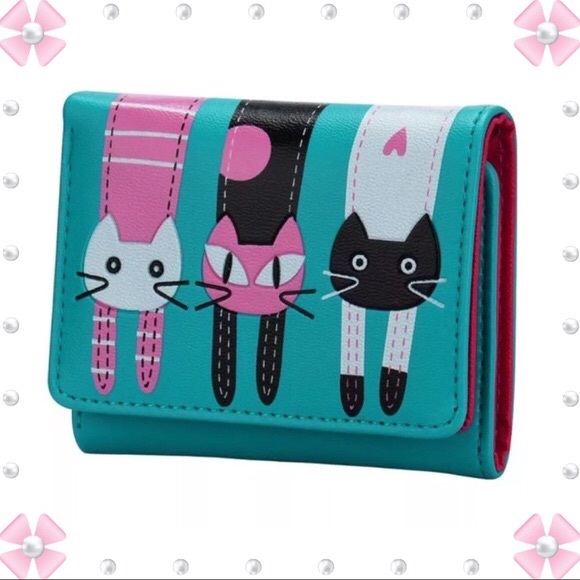 Fashion Handbags - SOLD 🆕🐈⬛👛 Cute Turquoise Blue Cat Wallet